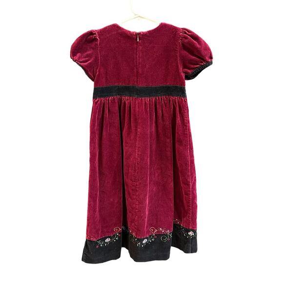 Vintage Gymboree Crushed Maroon/ Black Velvet Dress, VGUC, Sz L (5Y) (5A) - Picture 2 of 6